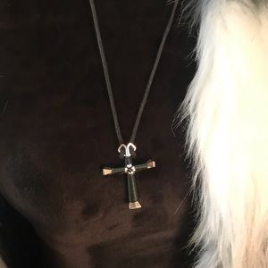 Black cord necklace w cross pendant